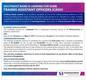 Southeast Bank Job Circular 2017